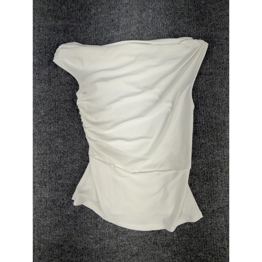 Babaton‎ Blouse Womens Medium White Strapless Off Shoulder Ruched Kaia Top